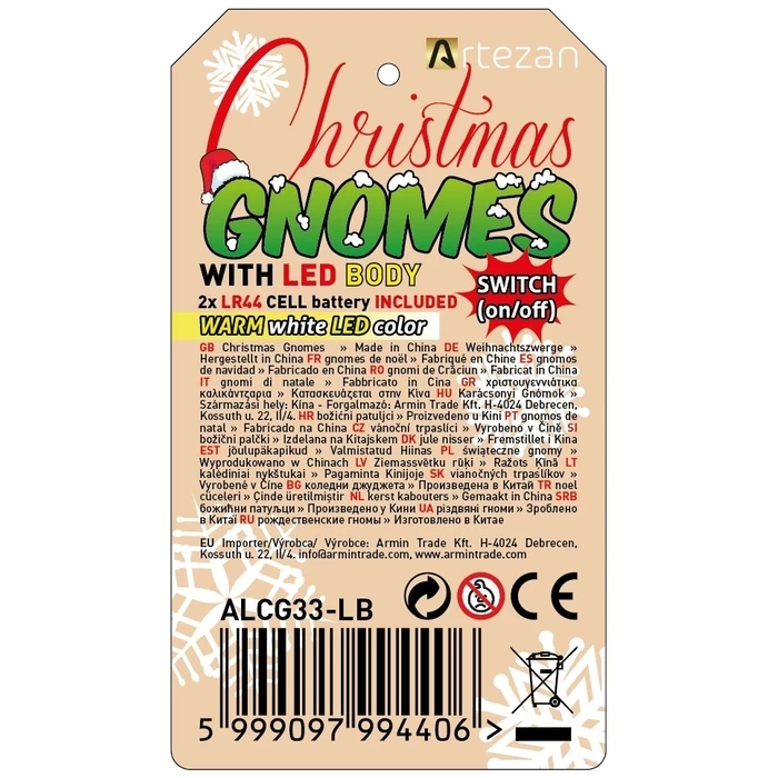 Χριστουγγενιάτικος Νάνος Artezan LED 33cm-LED Σώμα,2x LR444 Περιλαμβάνεται