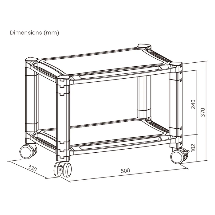 Ραφιέρα Δαπέδου Brateck Ams-4L με Ροδάκια, 2 Ράφια, 50X33X37Cm, Έως 10Kg, Μαύρη
