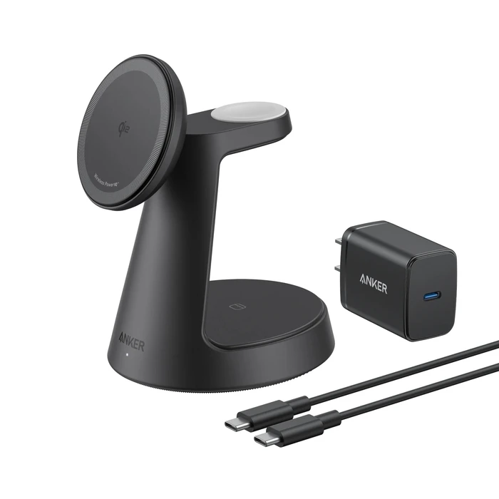 Anker MagGo 3‑in‑1 Ασύρματος Φορτιστής Qi2 με Καλώδιο USB‑C και Φορτιστή 15W