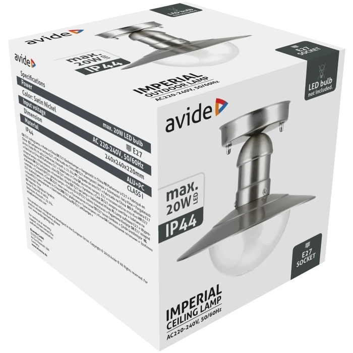 Εξωτερικό Φωτιστικό Οροφής Avide Imperial 1xE27 IP44 Stainless Steel
