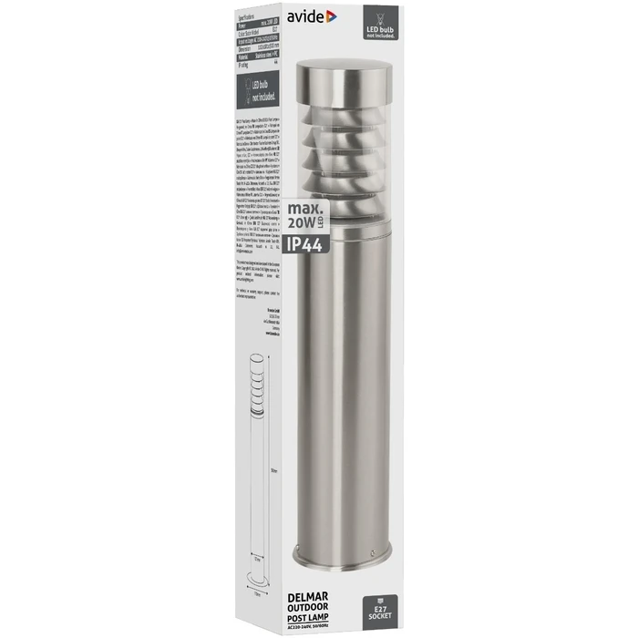 Εξωτερικό Φωτιστικό Avide Κήπου Delmar 1xE27 500mm IP44 Σατέν Νίκελ