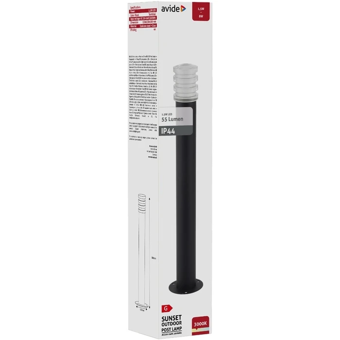 Εξωτερικό Φωτιστικό Avide Κήπου Sunset LED 1.5W Θερμό 500mm IP44 Μαύρο