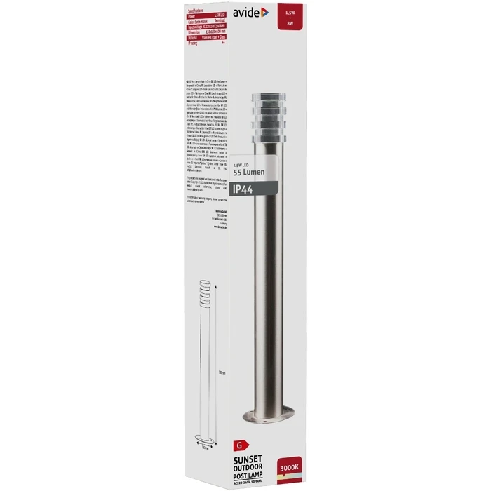 Εξωτερικό Φωτιστικό Avide Κήπου Sunset LED 1.5W Θερμό 500mm IP44 Σατέν Νίκελ