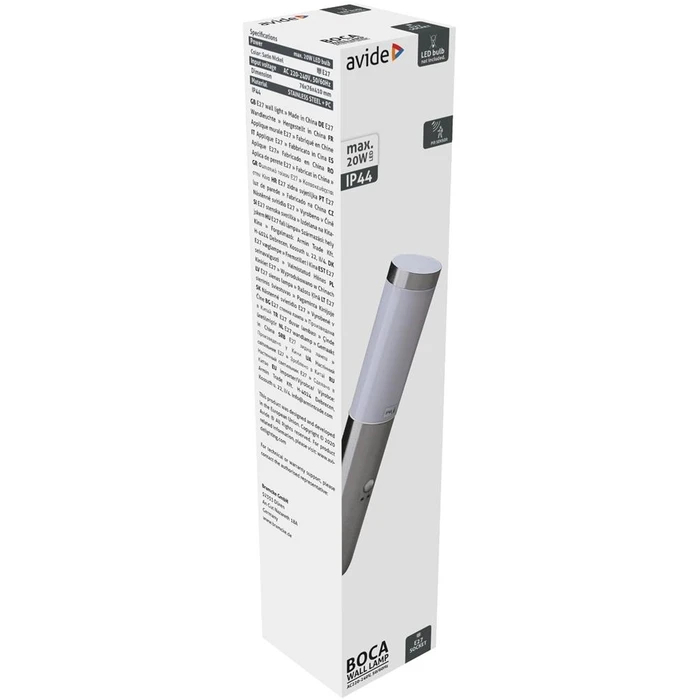 Επιτοίχιο Φωτιστικό Εξωτερικού Χώρου Avide Boca 1xE27 PIR IP44 Satin Nickel