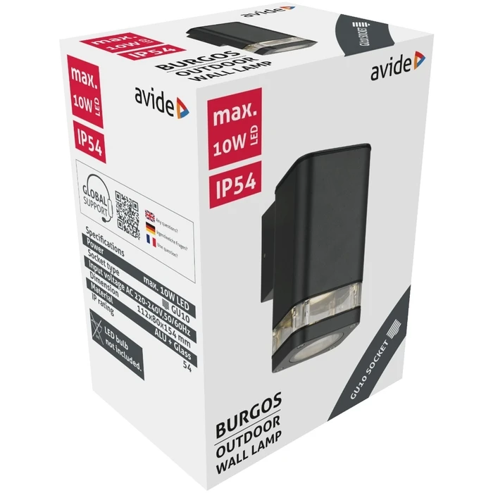 Εξωτερικό Φωτιστικό Avide Τοίχου Burgos 1xGU10 IP54