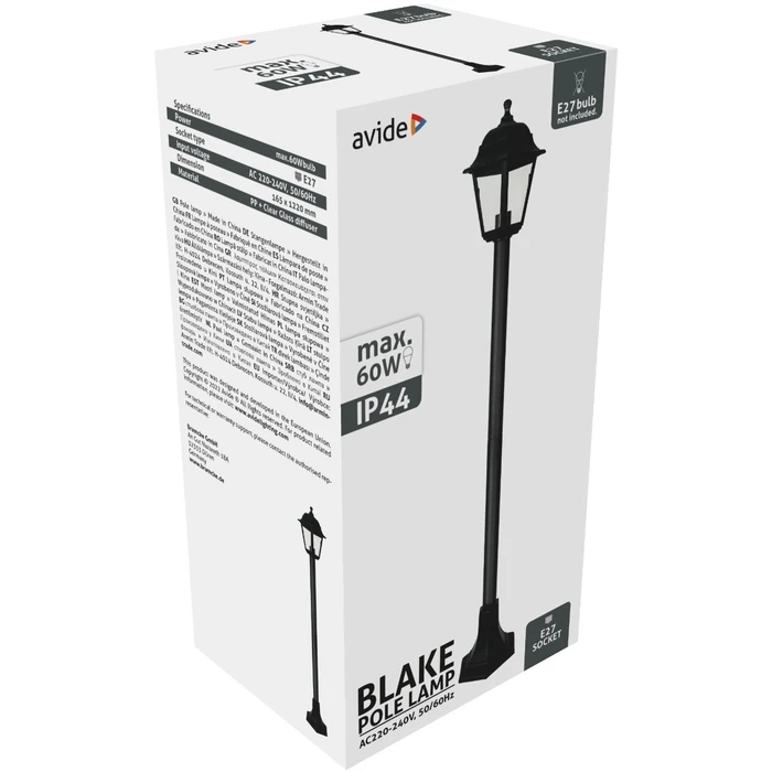 Εξωτερικό Φωτιστικό Avide Κολώνα Blake 1xE27 120cm IP44 Μαύρο