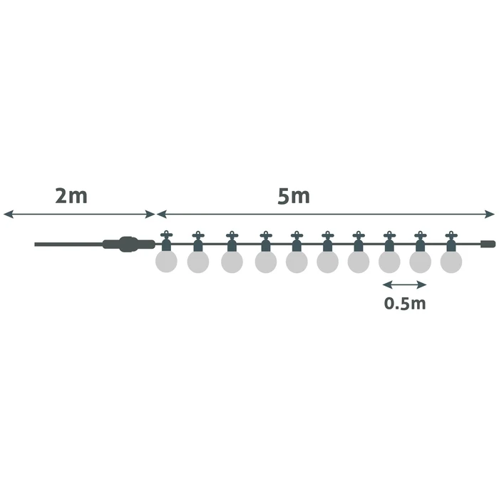 Εξωτερική Γιρλάντα Avide 5m Θερμό Decor 3xAA (Δεν περιλαμβ.)