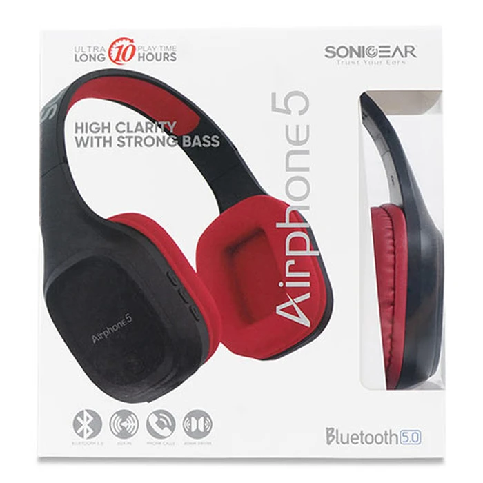 Bluetooth Ακουστικά Sonic Gear 5.0 HEADSET (2019) AIRPHONE 5 B.MAROON