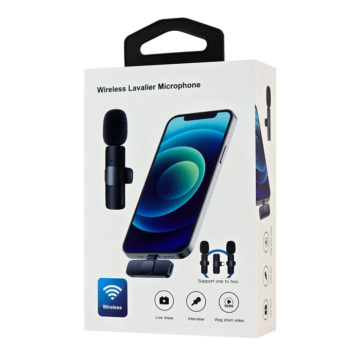 Ασύρματο Μικρόφωνο Apexel APL-MIC004, Lightning, 2.4GHz, Μαύρο