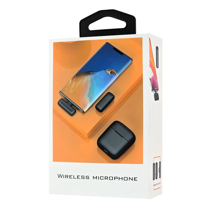Ασύρματο Μικρόφωνο Apexel APL-MIC013 με Θήκη φόρτισης, Lightning, 2.4GHz, Μαύρο