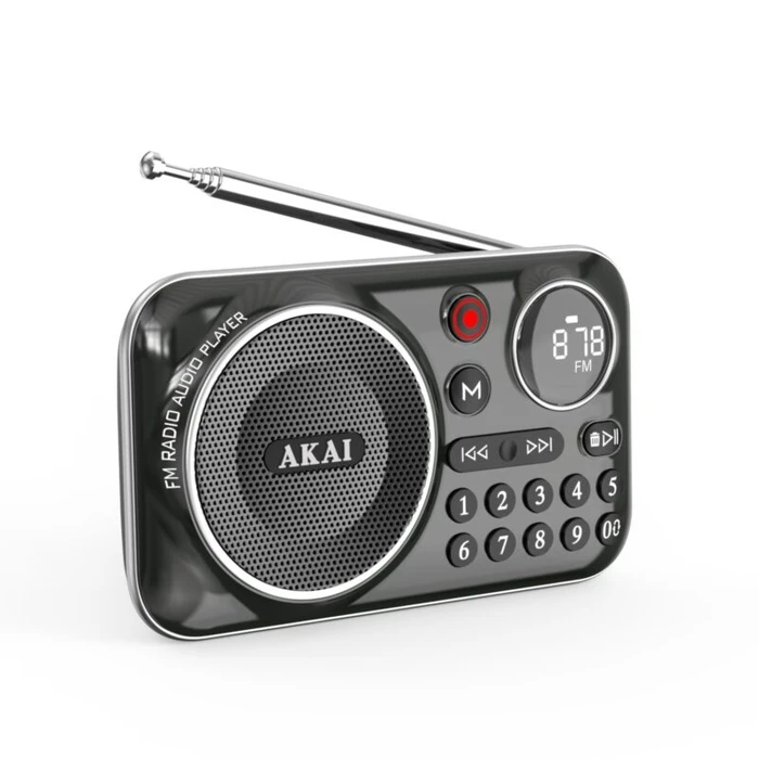Φορητό Ραδιόφωνο Akai APR-500BK Μαύρο με Bluetooth, USB, TF, REC, έξοδο ακουστικών και οθόνη-2.5W