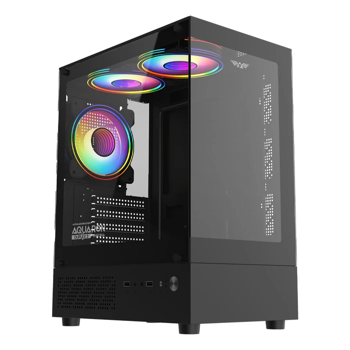 ARMAGGEDDON Aquaron Duplex 2 Chroma Micro-ATX Micro Tower Gaming Case - Black