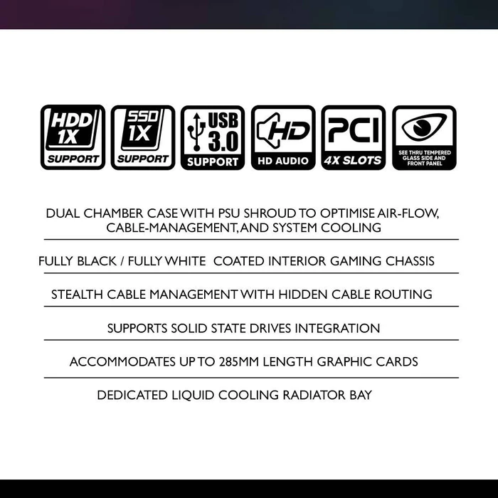 ARMAGGEDDON Aquaron Duplex 2 Chroma Micro-ATX Micro Tower Gaming Case - Black