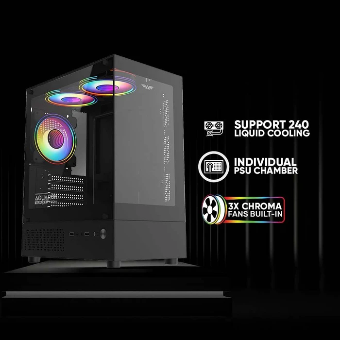 ARMAGGEDDON Aquaron Duplex 2 Chroma Micro-ATX Micro Tower Gaming Case - Black
