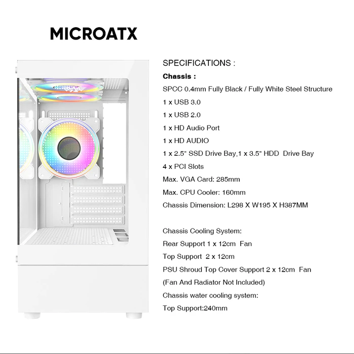 Armaggeddon Aquaron Duplex 2 Chroma Micro Tower Κουτί Υπολογιστή Λευκό
