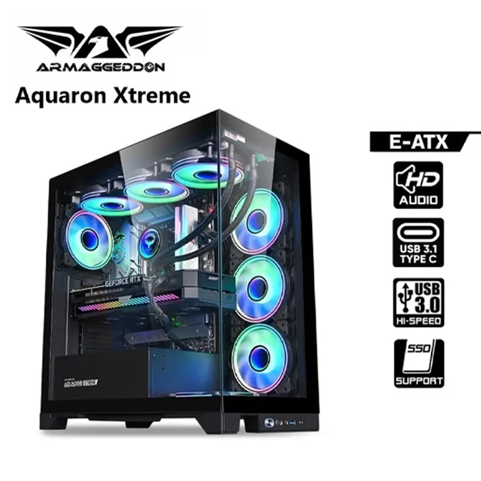 Κουτί Η/Υ Armaggeddon E-Atx Rgb Transparent Fish Tank Gaming Aquaron Xtreme Black