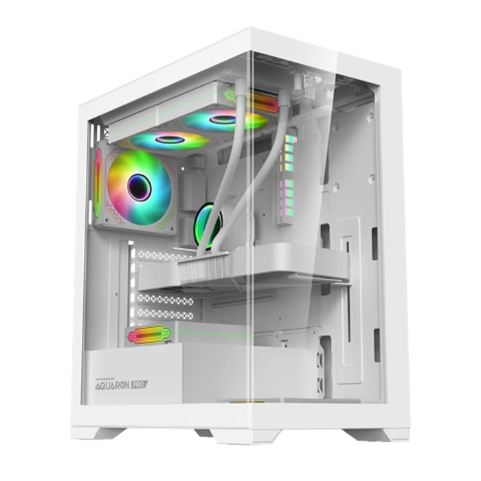 ARMAGGEDDON Κουτί Υπολογιστή Full ATX Transparent Fish Tank Gaming Case Aquaron Pro White