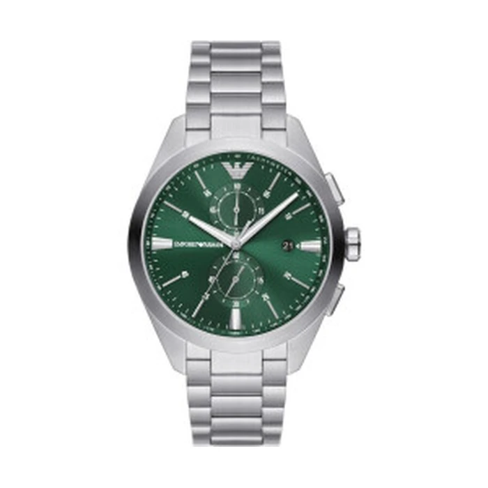 Emporio Armani Claudio Men's Quartz Watch 43 mm Silver Stainless Steel Green Dial AR11480