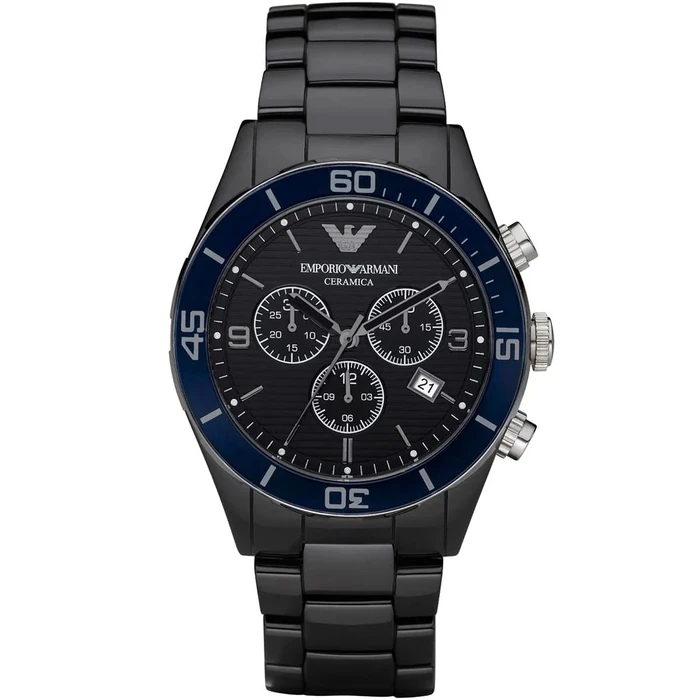 Ανδρικό Ρολόι Armani Ar1429 (43mm) Κεραμικό Μπρασελέ Μαύρο