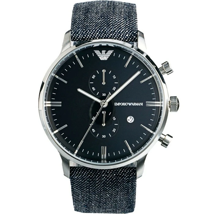 Ανδρικό Ρολόι Armani Ar1690 (43mm) Υφασμάτινο Λουράκι Μπλε