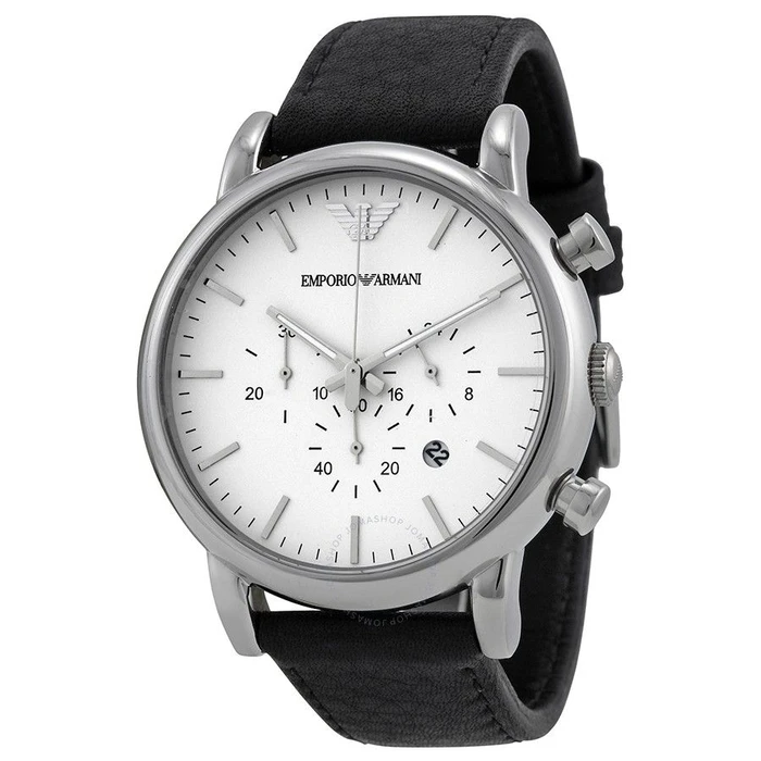 Ανδρικό Ρολόι Armani Ar1807 (46mm) Δερμάτινο Λουράκι Μαύρο