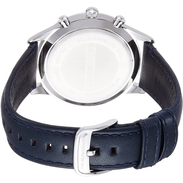 Ανδρικό Ρολόι Armani Ar1889 (42mm) Δερμάτινο Λουράκι Μπλε