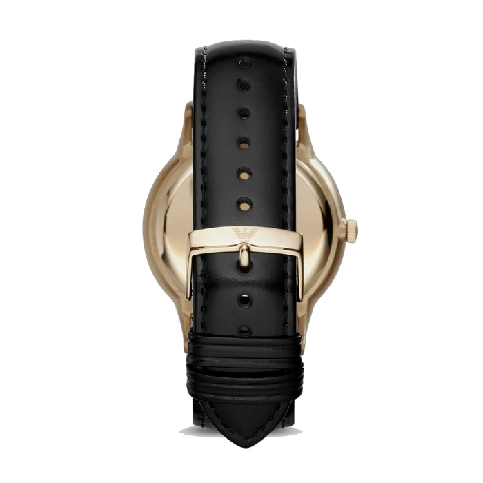 Ανδρικό Ρολόι Armani Ar2467 (42mm) Δερμάτινο Λουράκι Μαύρο