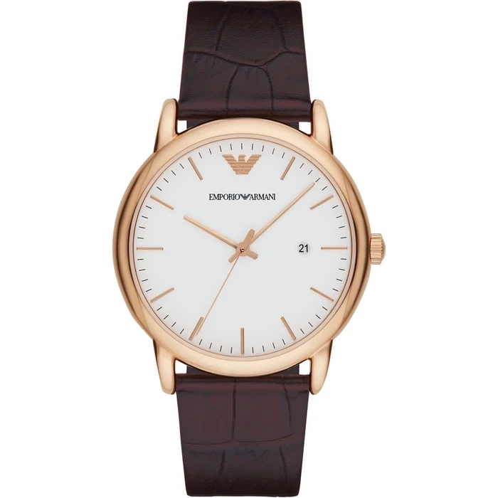 Ανδρικό Ρολόι Armani Ar2502 (43mm) Δερμάτινο Λουράκι Καφέ