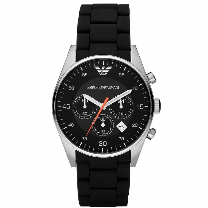 Emporio Armani Women's Watch AR5858 (43 mm) - Black Dial, Black Silicone Strap