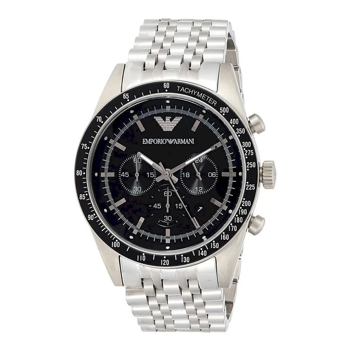 Emporio Armani Sportivo Men's Stainless Steel Analog Quartz Watch 46mm Black Dial AR5988
