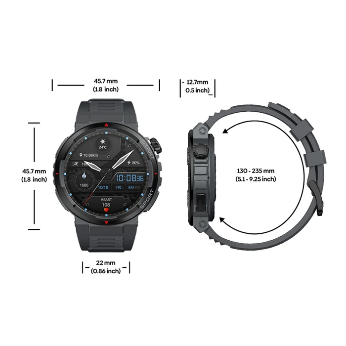 Zeblaze Ares 3 Plus 46mm Smartwatch με Παλμογράφο (Μαύρο)