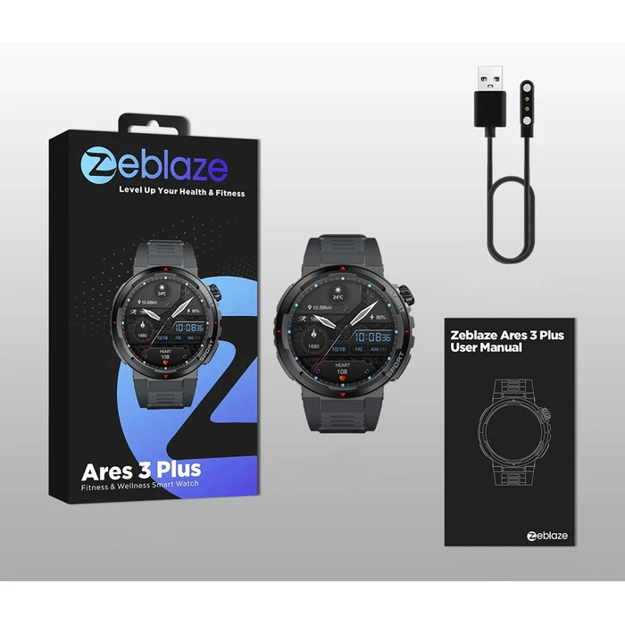 Zeblaze Ares 3 Plus 46mm Smartwatch με Παλμογράφο (Μαύρο)