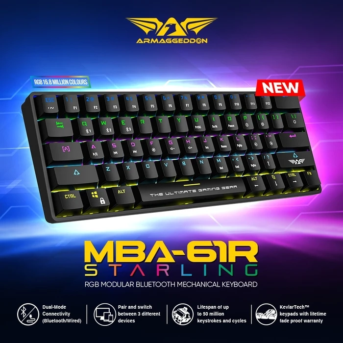 Gaming Πληκτρολόγιο Ασύρματο Armaggeddon MECH BT/WIRED STARLING BLK