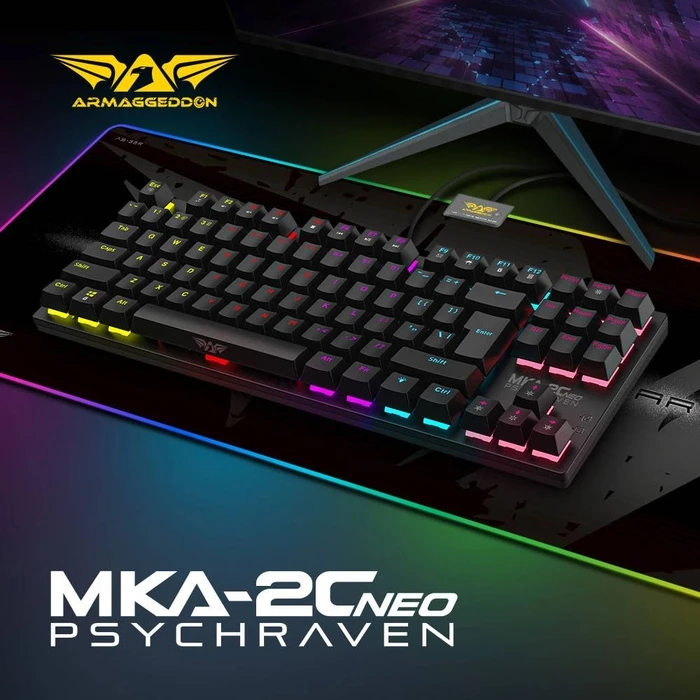 Gaming Πληκτρολόγιο Ενσύρματο Armaggeddon Mechanical MKA-2C NEO White TACTILE BROWN SWITCH