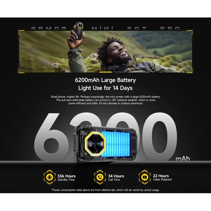 Smartphone Ulefone Armor Mini 20T Pro, 4.7", 8/256Gb, 5G, 6200Mah, Ip68/Ip69K, Μαύρο