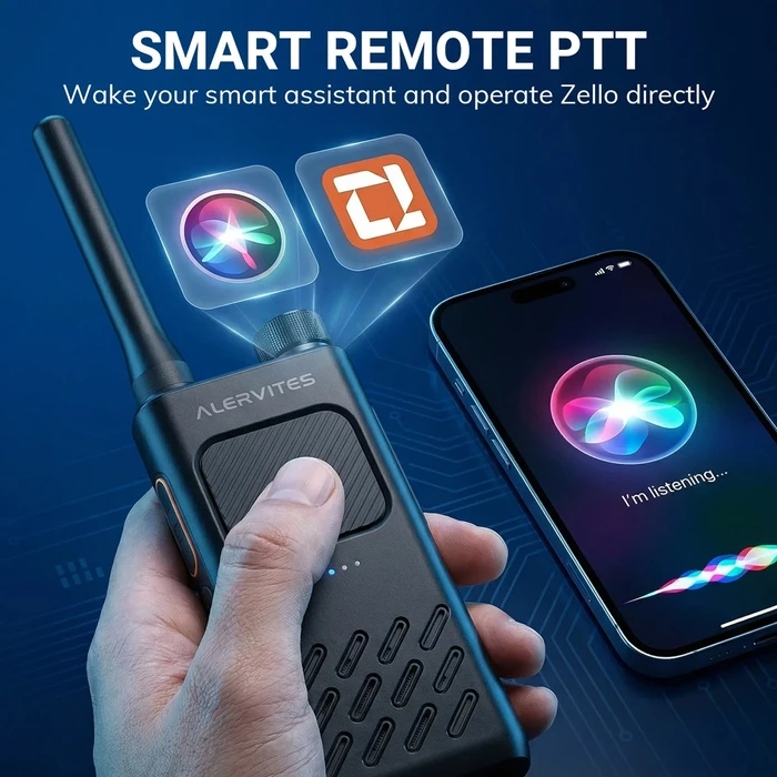 ALERVITES ασύρματος πομποδέκτης AT2 2W UHF 400-480MHz Bluetooth, γκρι