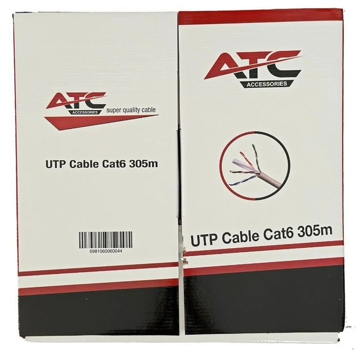 Καλώδιο Δικτύου ATC Στροφείο ATC-613 UTP CAT6 305m Γκρί Εσωτερικό