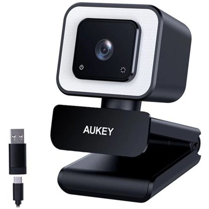 Webcam Aukey PC-LM6 Stream Series with Ring Light Full HD with 1/3-CMOS Sensor Black