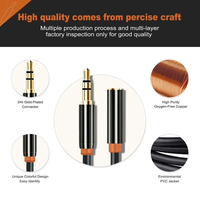 Cabletime Καλώδιο Ήχου 3.5mm male - 3.5mm female Μαύρο 0.5m με Επίχρυσους Ακροδέκτες CT-AV311-P11FG