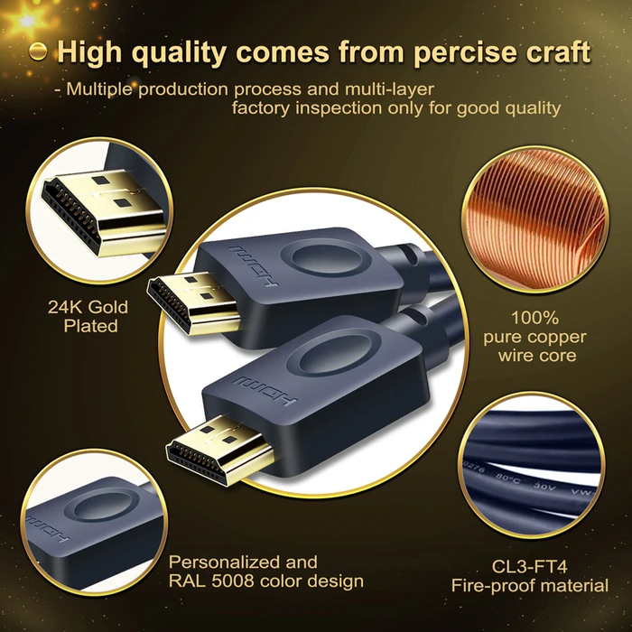 Καλώδιο HDMI Cabletime AV540-HE2G με Ethernet, 4K/60Hz, 18 Gbps, 2m, μπλε