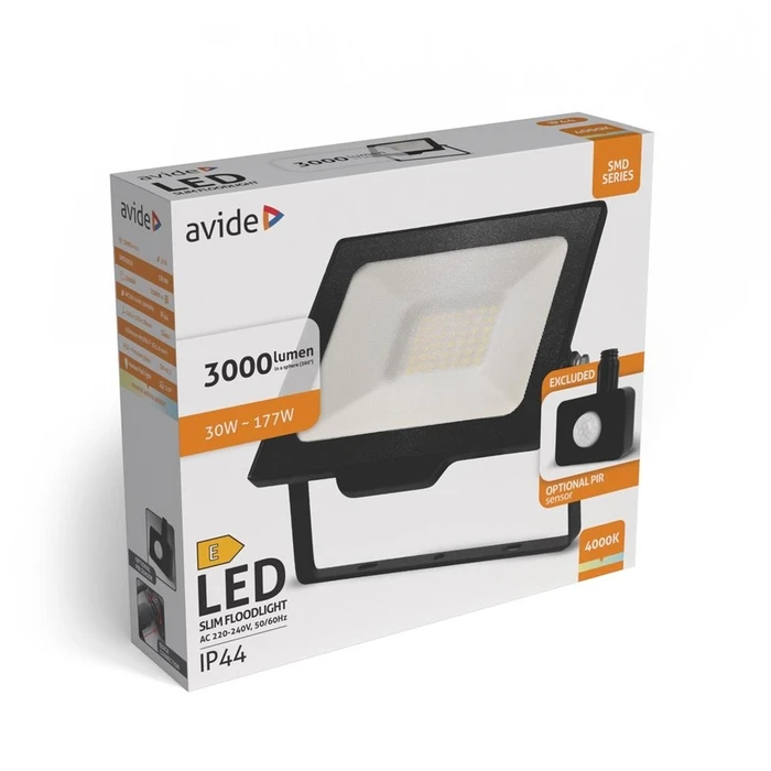 Προβολέας LED Avide SMD 30W NW 4000K με Προαιρετικό PIR