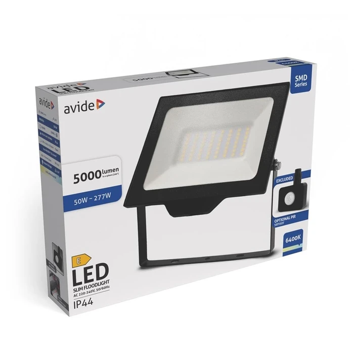 Προβολέας LED Avide SMD 50W CW 6400K Γρήγορη σύνδεση και Προαιρετικό PIR