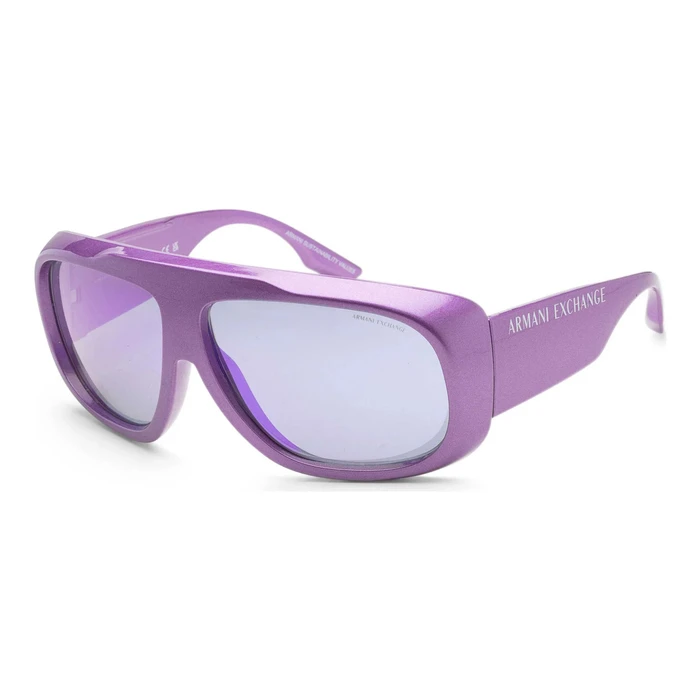 Armani Exchange Unisex Sunglasses AX4143SU 83534V - Purple horn-rimmed frame with purple mirrored lenses
