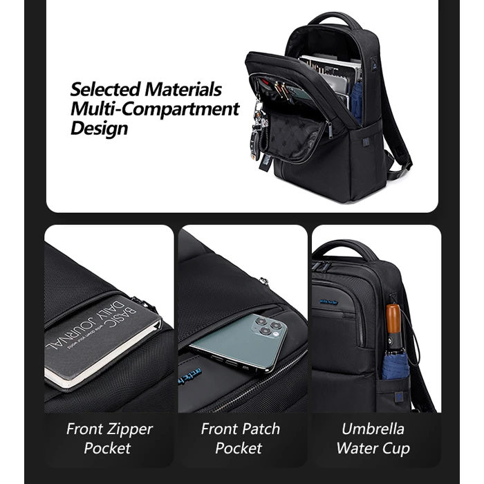 Τσάντα Πλάτης Arctic Hunter B00477 Με Θήκη Laptop 15.6" Μαύρη