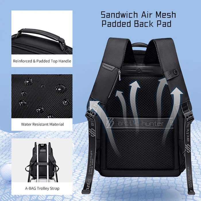 Τσάντα Πλάτης Arctic Hunter B00492 Με Θήκη Laptop 15.6" 22l Μαύρη