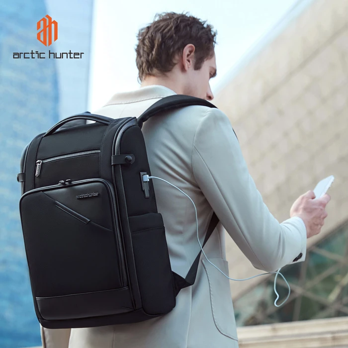 Τσάντα Laptop Arctic Hunter Πλάτης B00675 15.6", Usb, 15L, Μαύρη