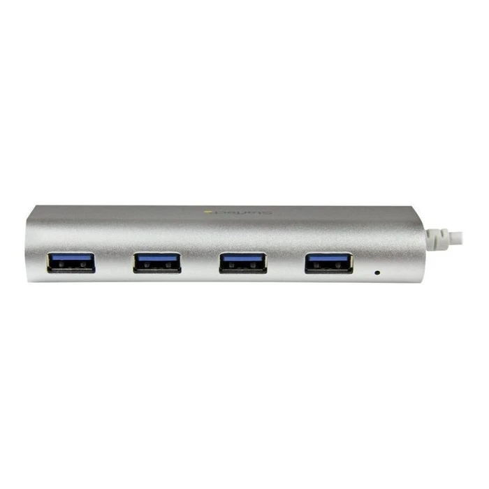 USB Hub StarTech Compact 3.0 with Built-in Cable - Aluminum - Silver - 4 ports