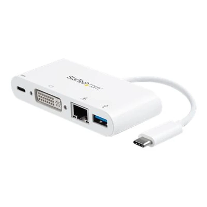 Docking Station StarTech USB-C to USB 3.0 / DVI / Gigabit Ethernet - USB-C Hub - External Video Adapter - White