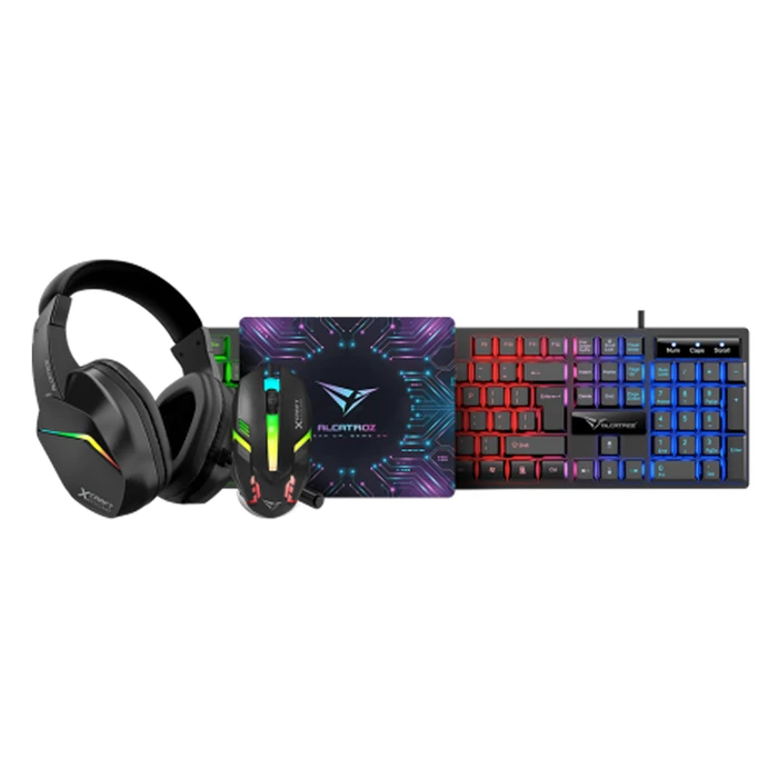ALCATROZ X-Craft Basecamp 4-in-1 Gaming Starter Pack (Πληκτρολόγιο US, Ποντίκι, Ακουστικά, Mousepad)