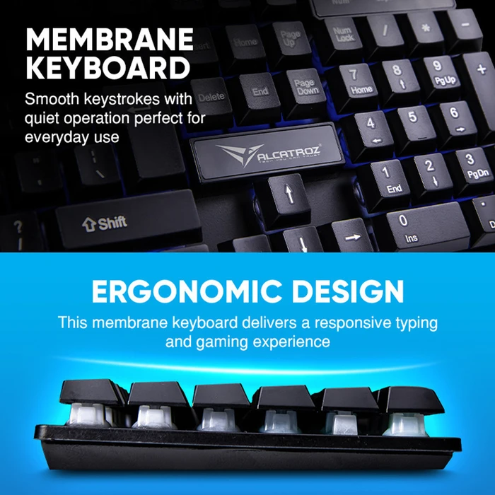 ALCATROZ X-Craft Basecamp 4-in-1 Gaming Starter Pack (Πληκτρολόγιο US, Ποντίκι, Ακουστικά, Mousepad)